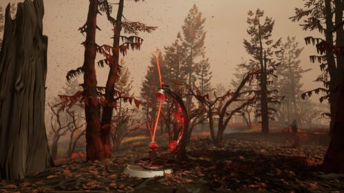Mysterious Sci-Fi Alien Artifact in Desolate Forest 4K Desktop Wallpaper