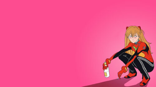 Asuka Langley Soryu Slav Squat Anime Aesthetic Desktop Wallpaper