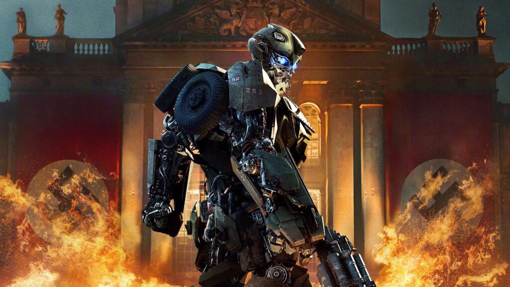 Bumblebee Transformers WWII Action Cinematic Scene 4K Desktop Wallpaper