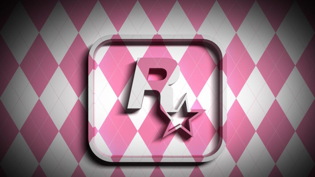 Rockstar Games Pink Argyle Logo Minimalist 4K Desktop Wallpaper