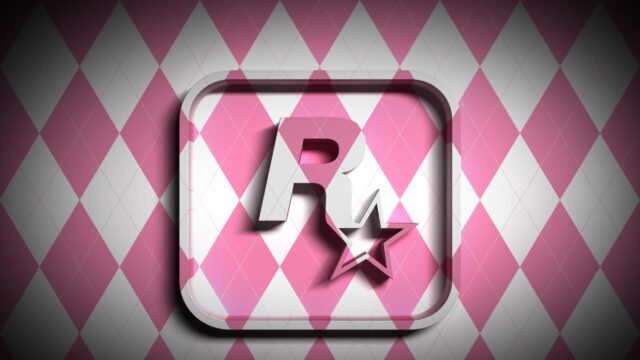 Rockstar Games Pink Argyle Logo Minimalist 4K Desktop Wallpaper