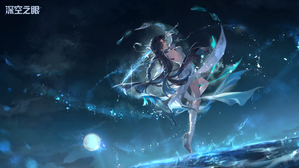 Aether Gazer Anime Girl Dancing Under Moonlight 4K Desktop Wallpaper