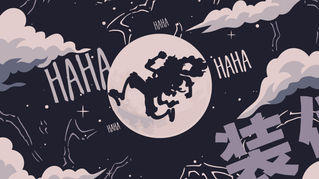 One Piece Monkey D Luffy Gear 5 Silhouette on Full Moon Desktop Wallpaper