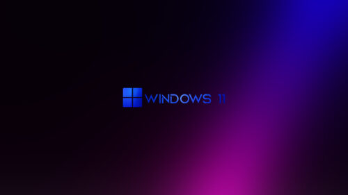 Minimalist Windows 11 Logo with Vibrant Purple and Blue Gradient Desktop Wallpaper