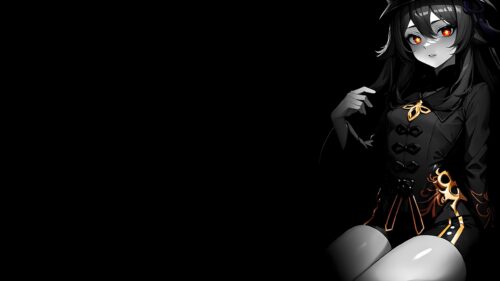 Anime Girl Hu Tao Dark Aesthetic 4K PC Wallpaper