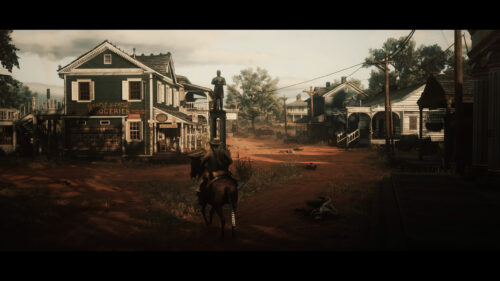 Arthur Morgan Riding Through Rhodes in Red Dead Redemption 2 PC Wallpaper