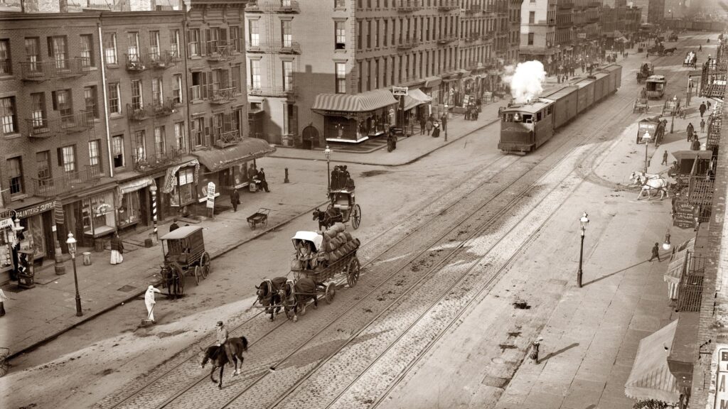 Historical 19th Century New York City Street Scene Vintage Photography Desktop Wallpaper