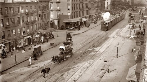 Historical 19th Century New York City Street Scene Vintage Photography Desktop Wallpaper