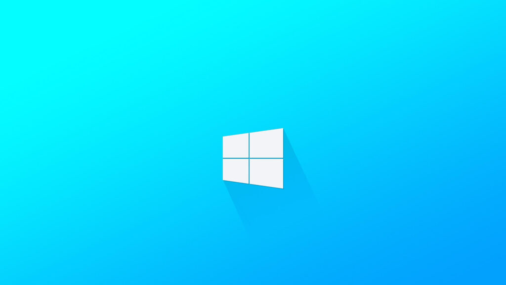 Minimalist Windows Logo on Vibrant Cyan Gradient 4K Desktop Wallpaper
