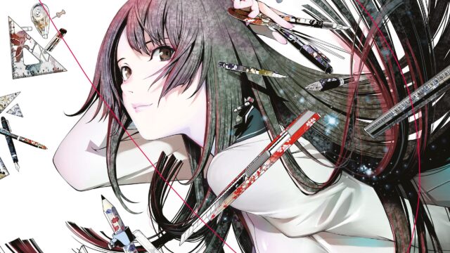 Stunning Anime Girl with Stationery Art Illustration Desktop Wallpaper