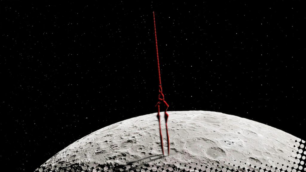 Spear of Longinus Piercing the Moon Minimalist Anime Desktop Wallpaper