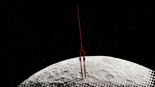 Spear of Longinus Piercing the Moon Minimalist Anime Desktop Wallpaper