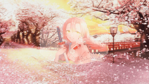 Mitsuri Kanroji Cherry Blossom Anime Girl PC Wallpaper