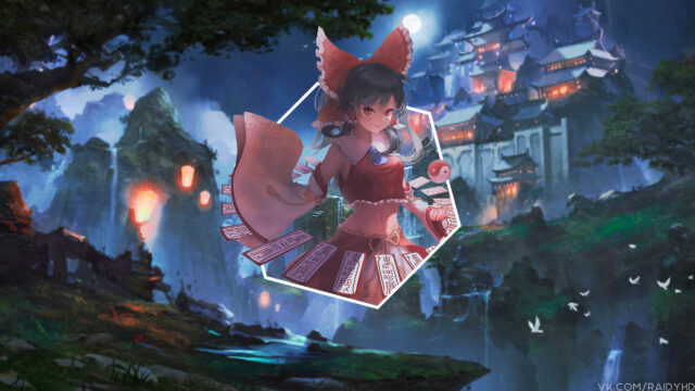 Anime Girl Reimu Hakurei Fantasy Shrine Background Desktop Wallpaper