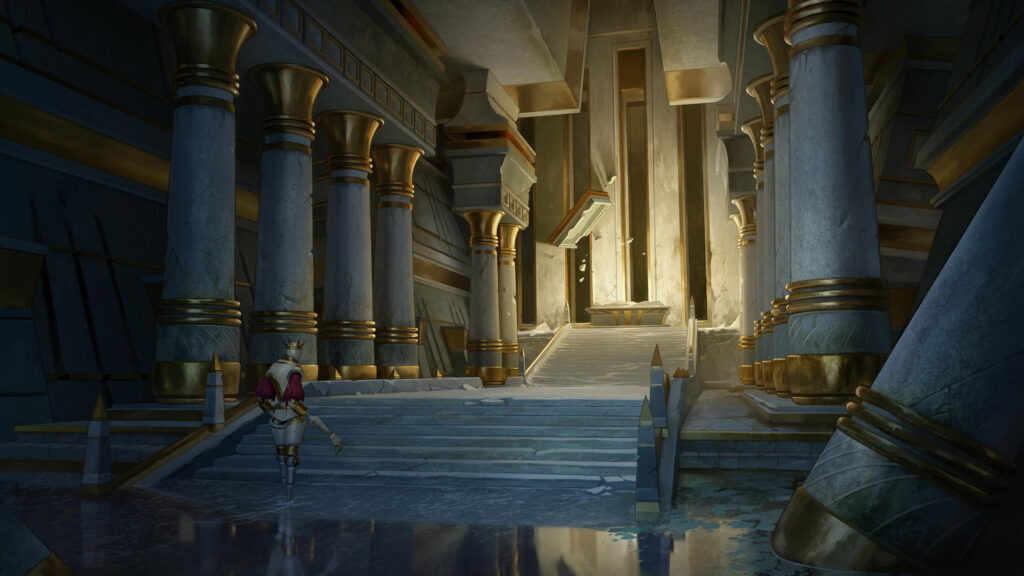 Knight in Ancient Ruins Architecture Fantasy 4K Desktop Wallpaper
