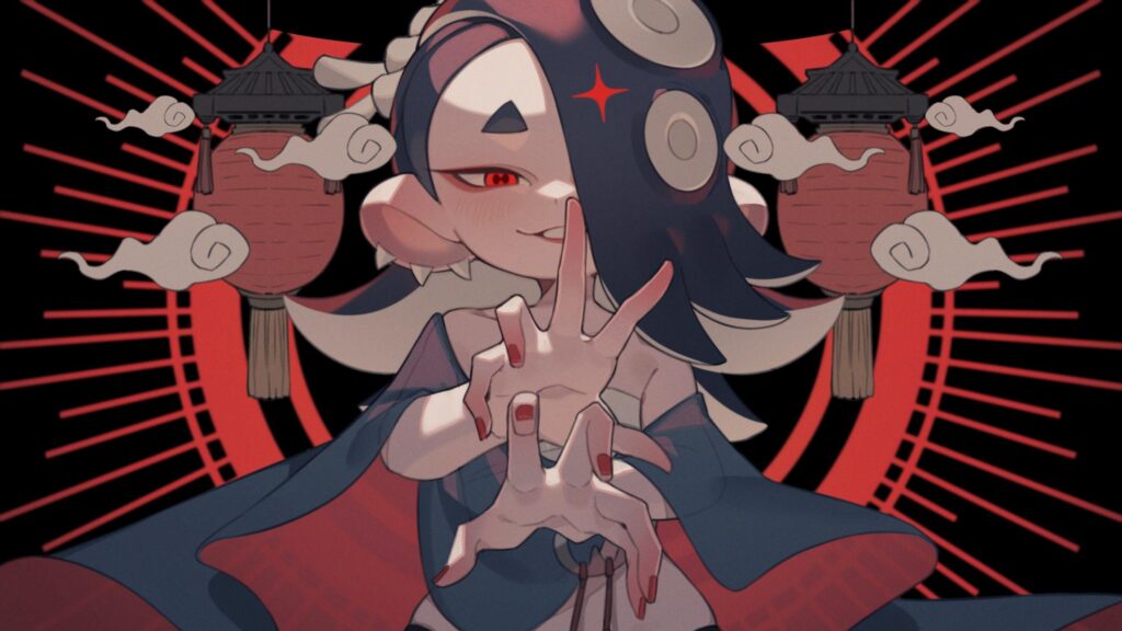 Shiver from Splatoon 3 Red Aesthetic Anime Art 4K Desktop Wallpaper