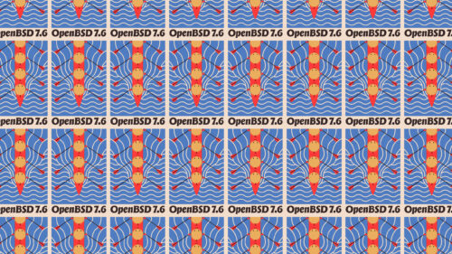 OpenBSD 7.6 Rowing Mascot Pattern Digital Art 4K Desktop Wallpaper