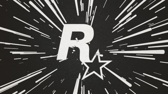 Rockstar Games Logo with Dynamic White Rays Background 4K Desktop Wallpaper