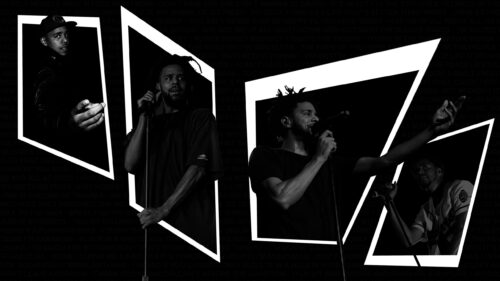 J. Cole Montage Lyric Collage Black and White Aesthetic PC Wallpaper