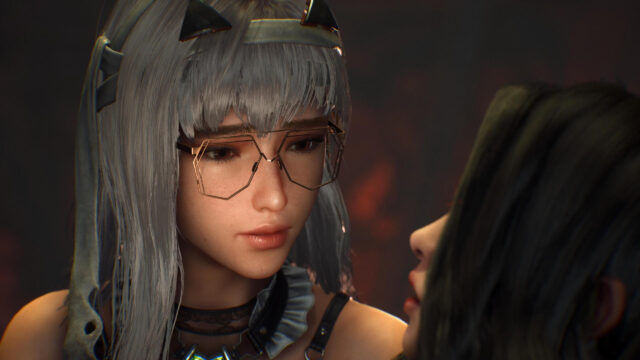 Close-up Portrait of Anime Girl with Silver Hair and Modern Glasses 4K Desktop Wallpaper
