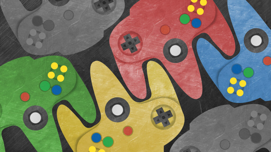Retro N64 Controller Gaming Aesthetic Desktop Wallpaper