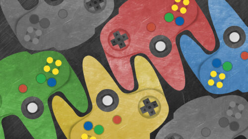 Retro N64 Controller Gaming Aesthetic Desktop Wallpaper