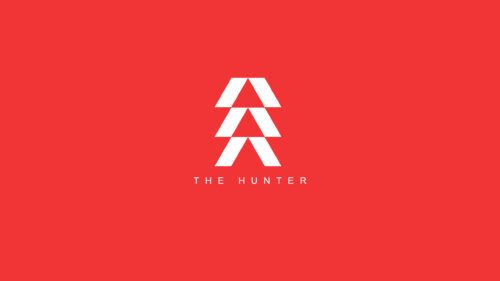 Minimalist Destiny The Hunter Logo Red Background 4K Desktop Wallpaper