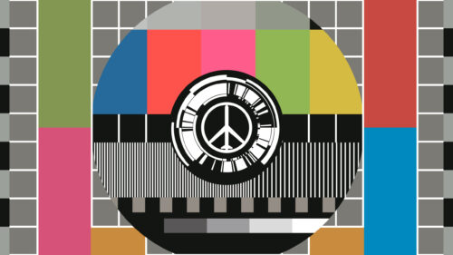 Retro Television Test Pattern with Peace Sign Symbol 4K PC Wallpaper