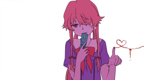 Yuno Gasai Yandere Anime Girl with Red String of Fate Desktop Wallpaper