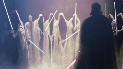 Darth Vader Facing Ghostly Jedi Spirits Epic Star Wars PC Wallpaper