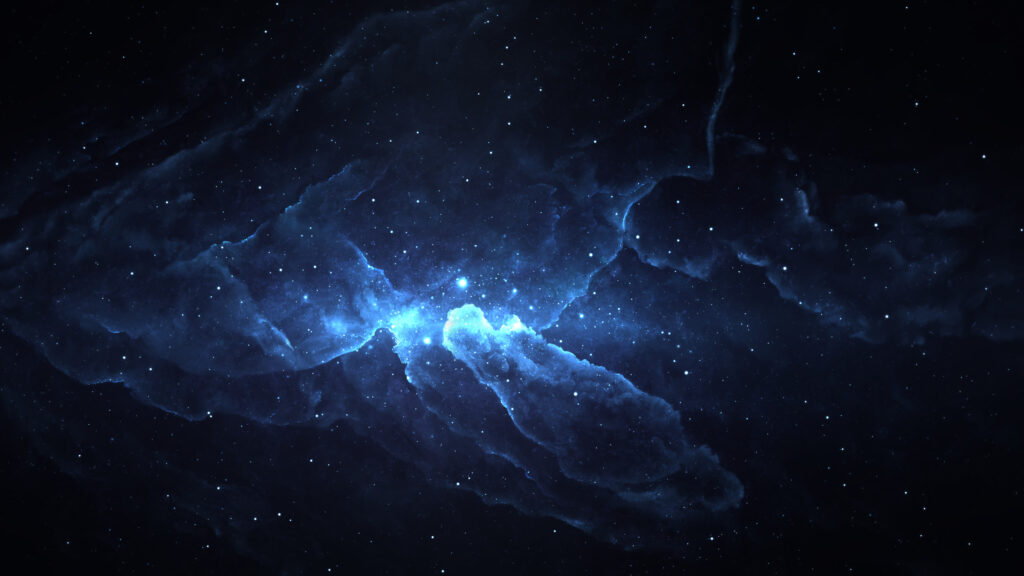 Deep Blue Nebula Cosmic Galaxy Clouds 4K Desktop Wallpaper