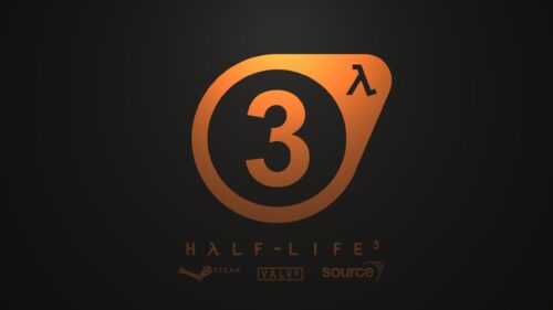 Half-Life 3 Minimalist Orange Lambda Logo Desktop Wallpaper