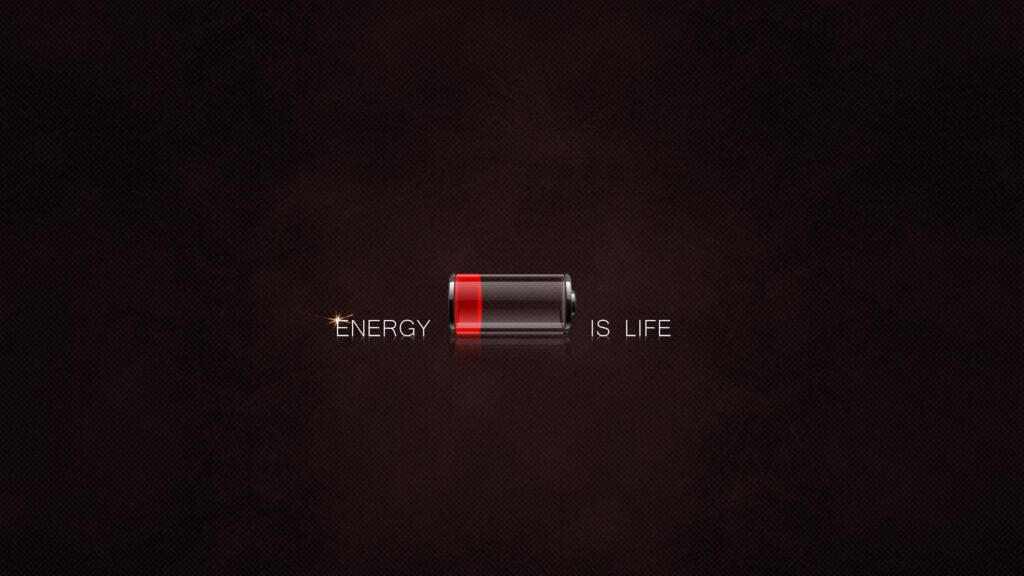Minimalist Low Battery Symbol Energy is Life Concept Dark Desktop Wallpaper