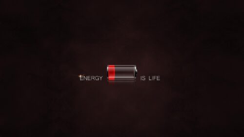 Minimalist Low Battery Symbol Energy is Life Concept Dark Desktop Wallpaper