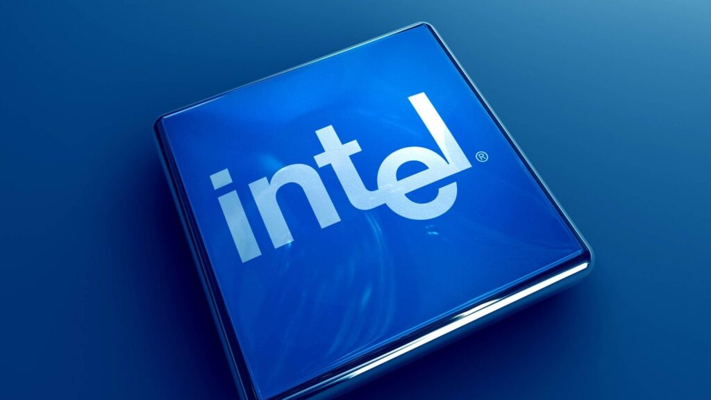 Minimalist Blue Intel Logo 3D Render High Definition Desktop Wallpaper