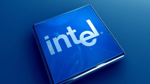 Minimalist Blue Intel Logo 3D Render High Definition Desktop Wallpaper