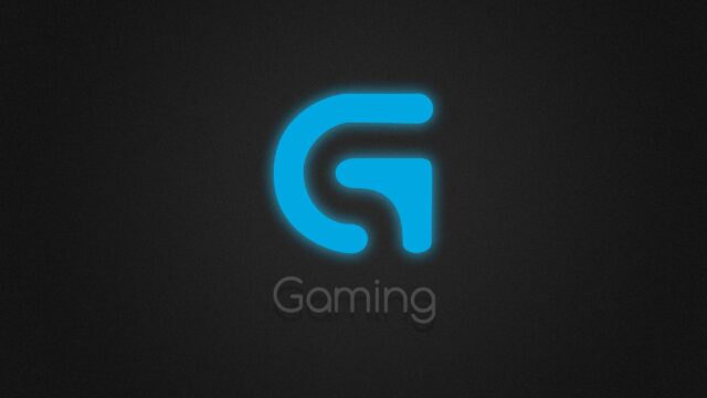 Minimalist Logitech G Gaming Logo with Glowing Neon Blue Light Desktop Wallpaper