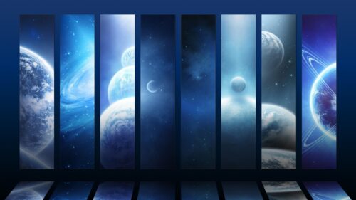 Abstract Cosmic Galaxy Multi Panel Space Scenery 4K Desktop Wallpaper