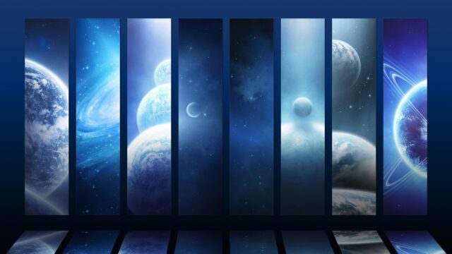 Abstract Cosmic Galaxy Multi Panel Space Scenery 4K Desktop Wallpaper