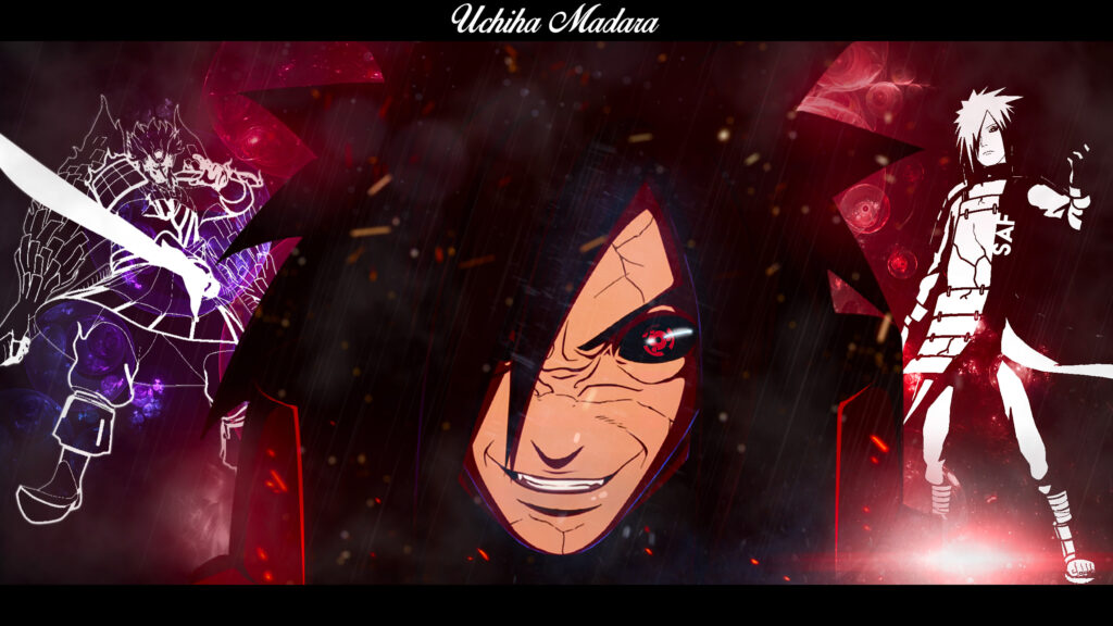 Uchiha Madara Intense Sharingan Portrait Anime Desktop Wallpaper