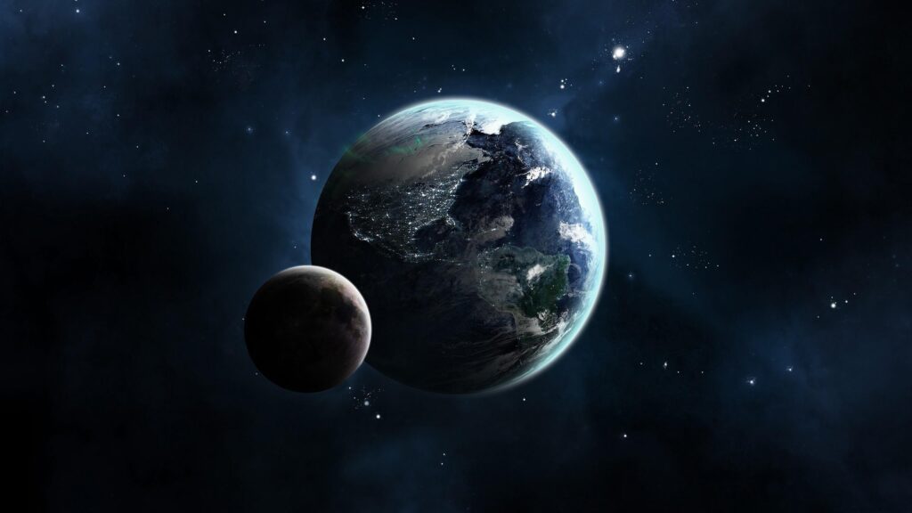 Stunning Earth and Moon Space View 4K Desktop Wallpaper