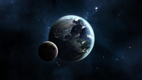 Stunning Earth and Moon Space View 4K Desktop Wallpaper