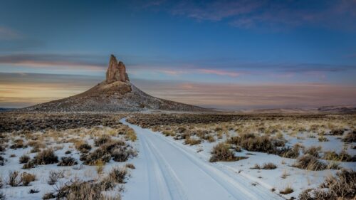 Winter Sunset at Church Rock in New Mexico Desert 4K Desktop Wallpaper