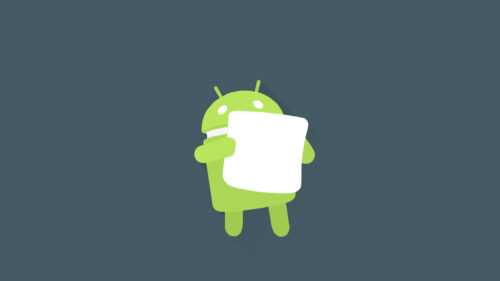 Minimalist Android Marshmallow Mascot Holding a Blank Sign Desktop Wallpaper