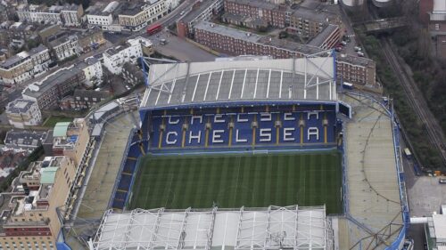 Aerial View of Stamford Bridge Stadium London 4K Desktop Wallpaper