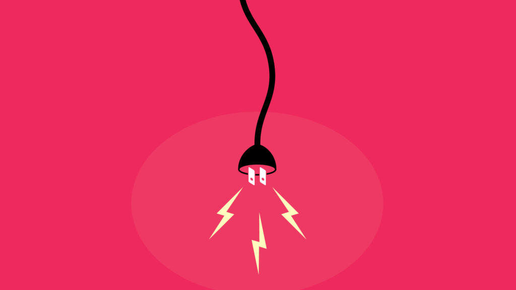 Minimalist Electric Power Plug with Glowing Lightning Bolts 4K Desktop Wallpaper