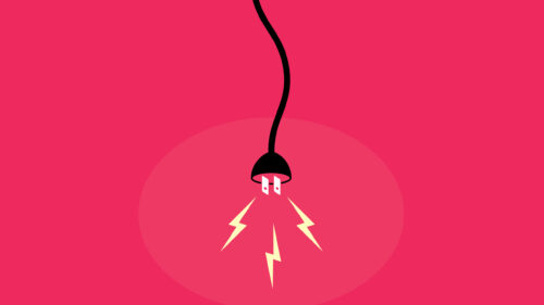 Minimalist Electric Power Plug with Glowing Lightning Bolts 4K Desktop Wallpaper