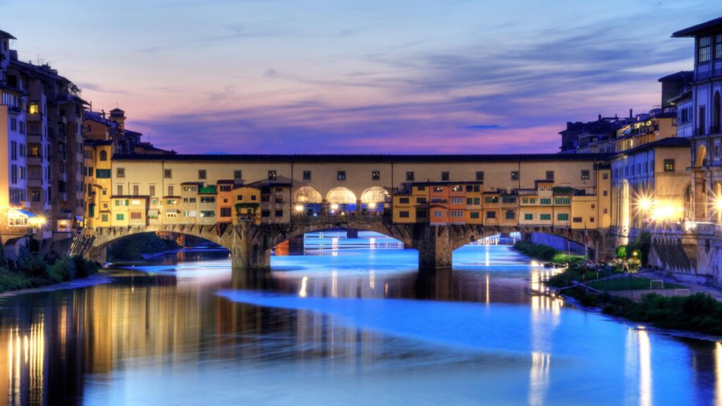 Stunning Ponte Vecchio at Twilight Florence Italy Desktop Wallpaper