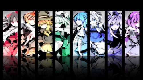 Touhou Project Characters Multicolored Grid Aesthetic PC Wallpaper
