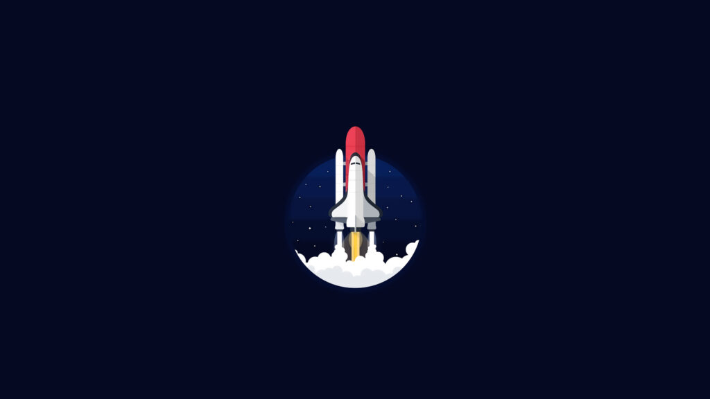 Minimalist Space Shuttle Launch Vector Art 4K Desktop Wallpaper